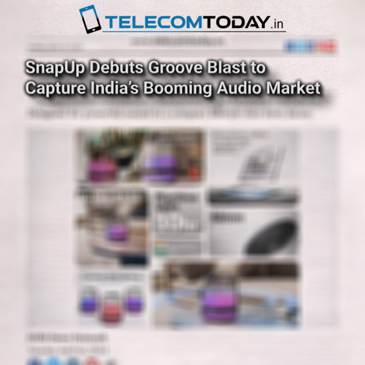Blurred image of a news article about SnapUp's Groove Blast on Telecom Today website.