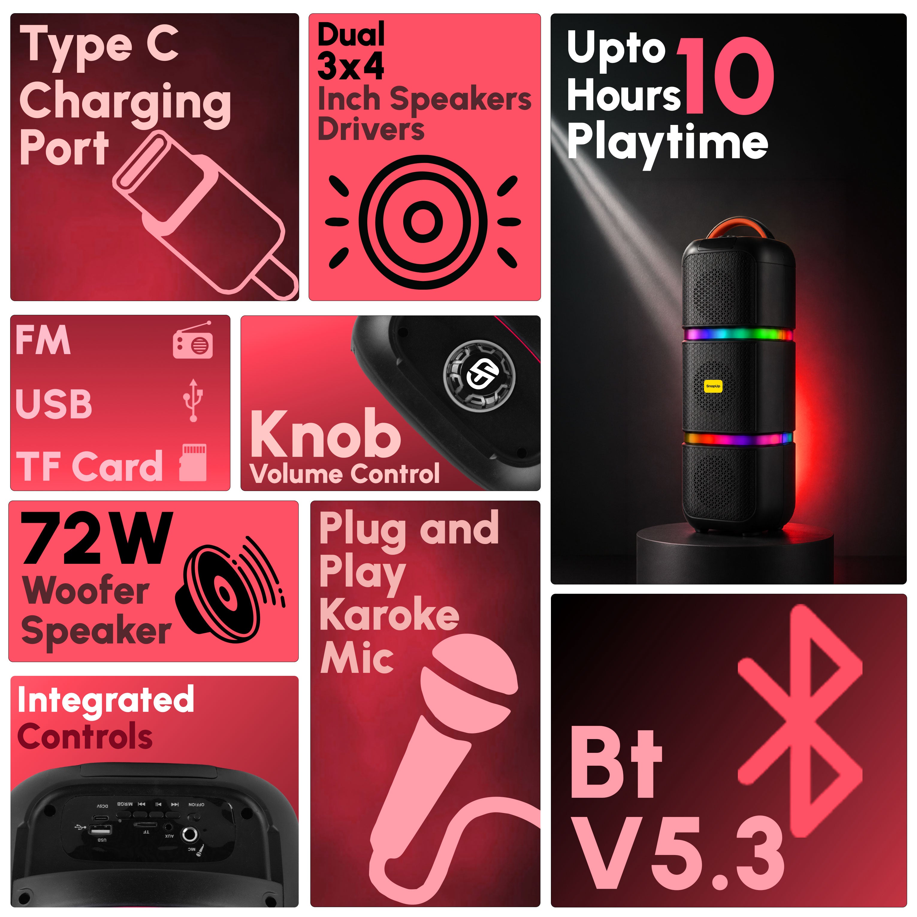 SnapUp PartySnap 600 Tower Speaker